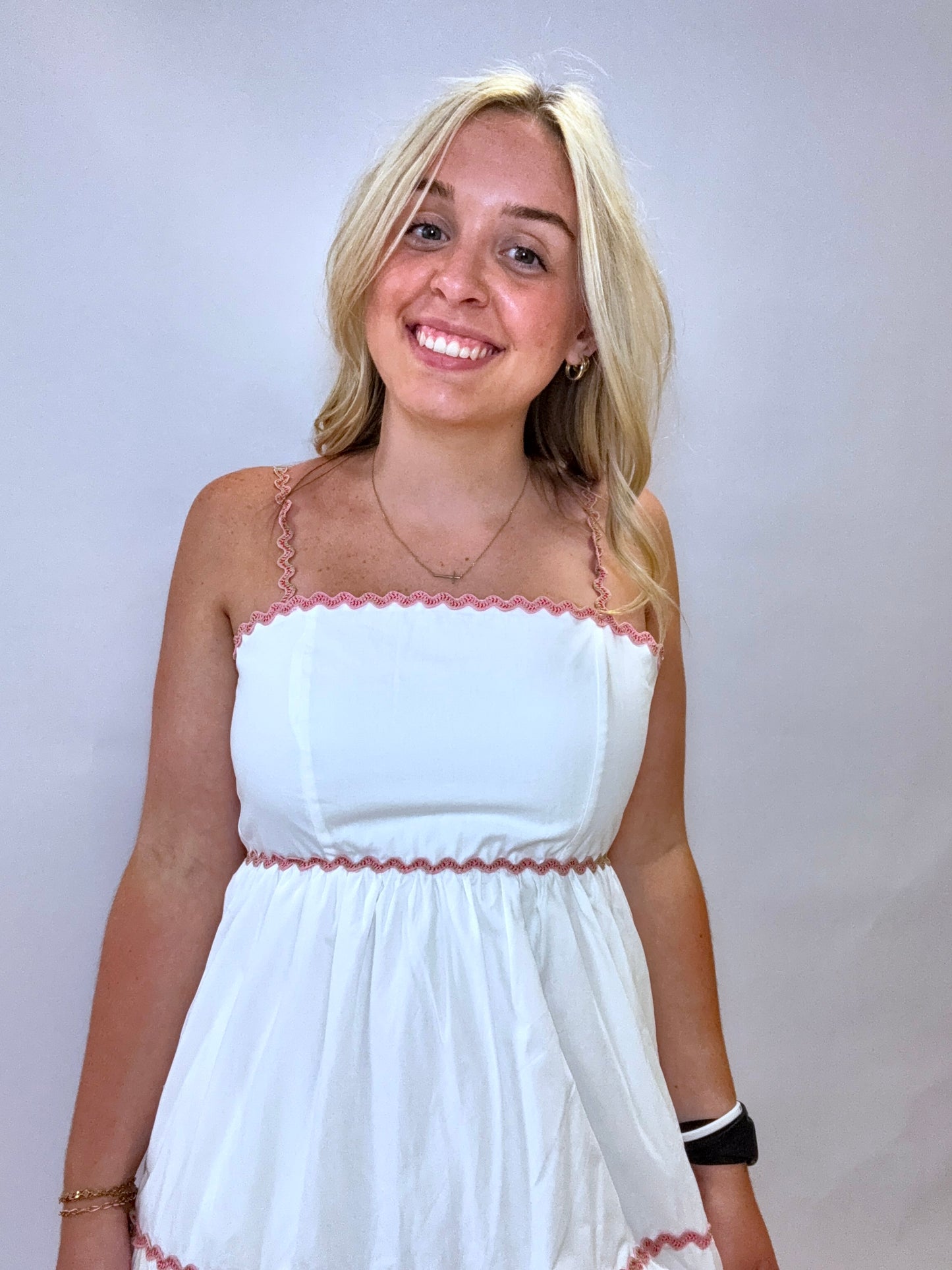 Off White Ric Rac Midi Dress