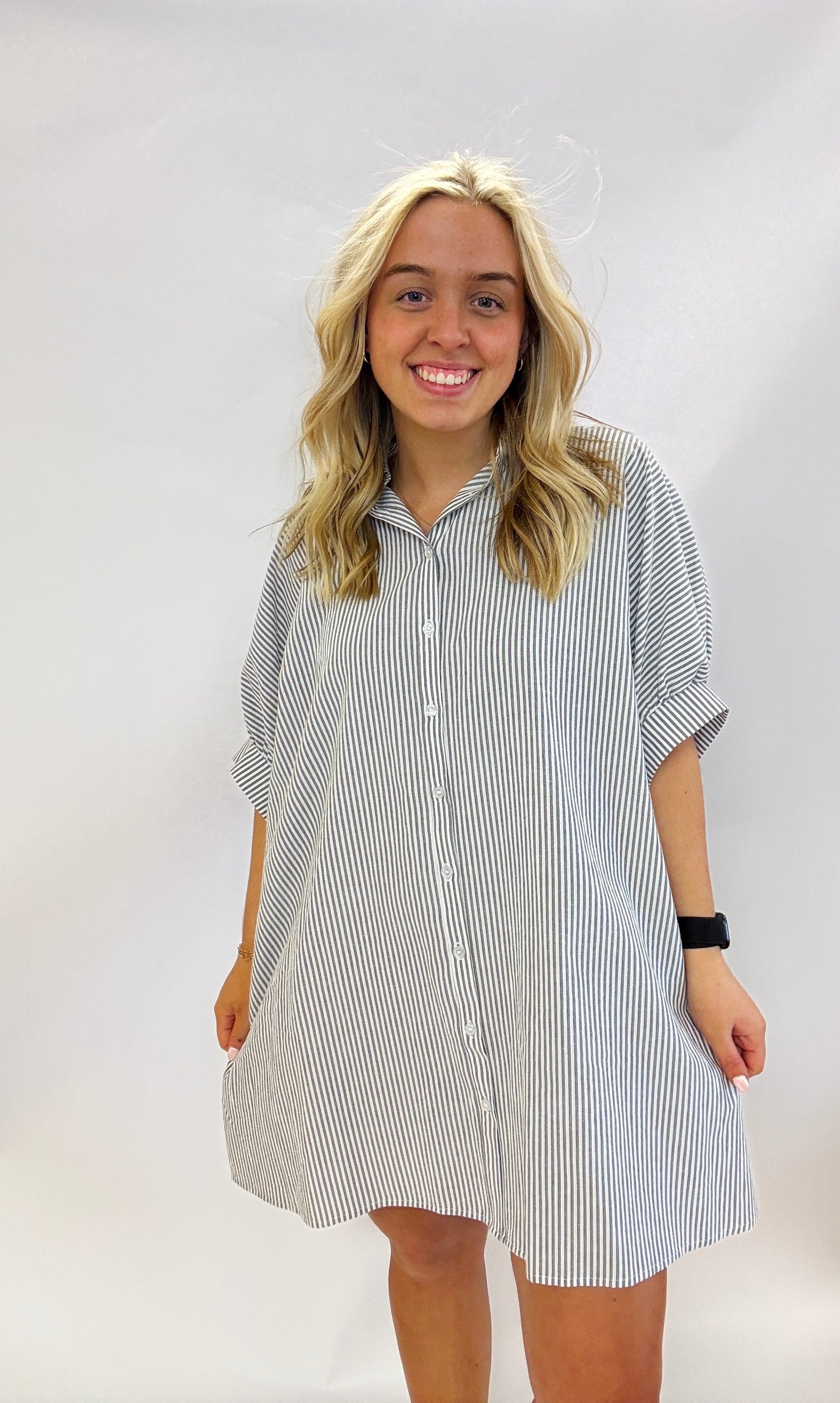 Button Down Striped Dress