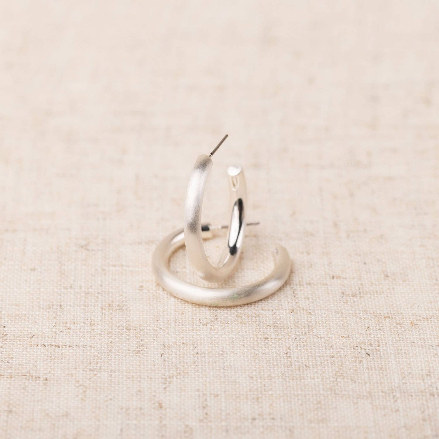 Cameron Silver Brushed Earrings