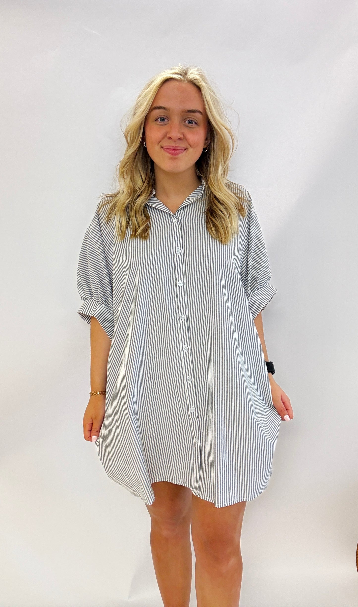 Button Down Striped Dress
