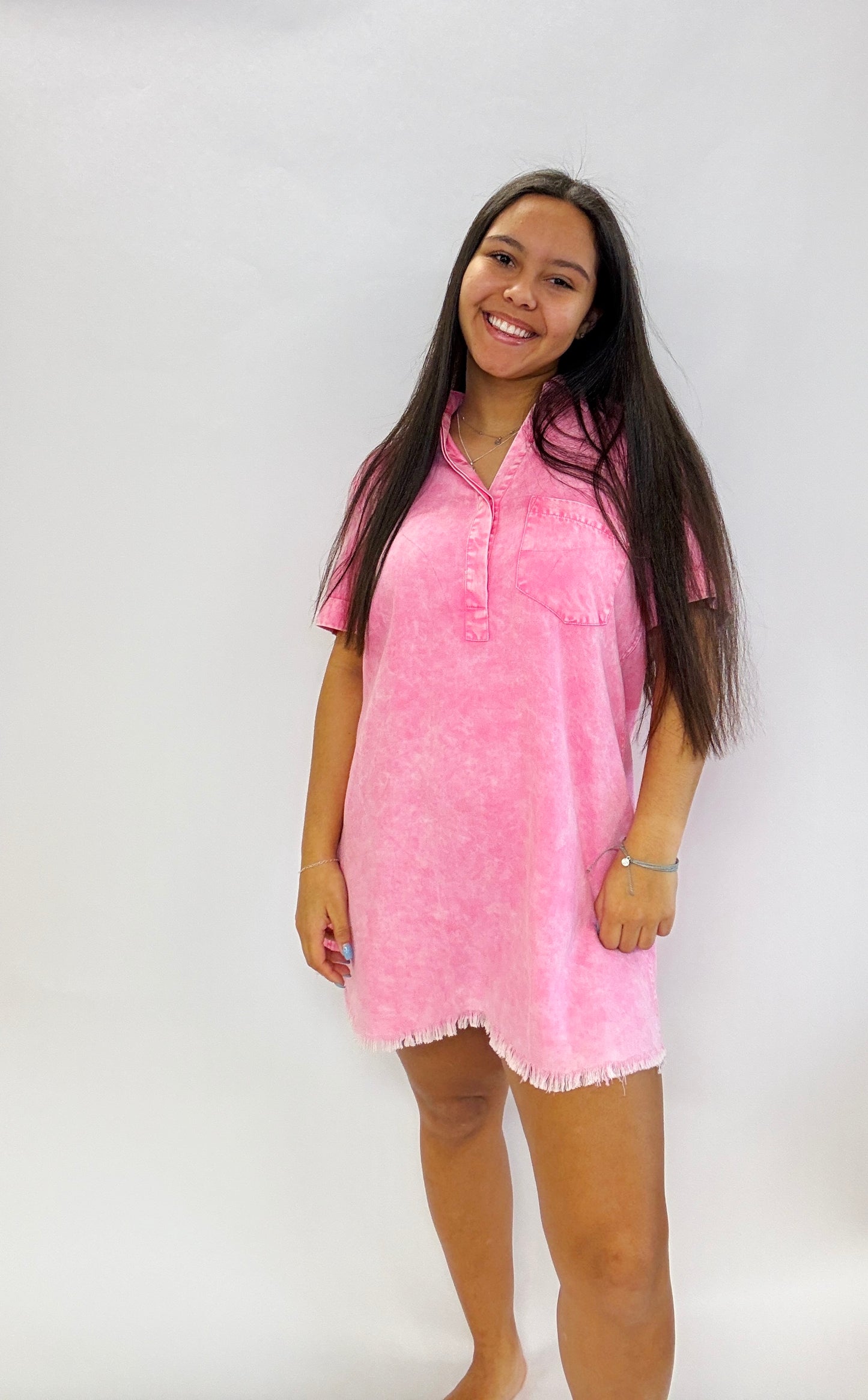 Washed Denim T-Shirt Dress