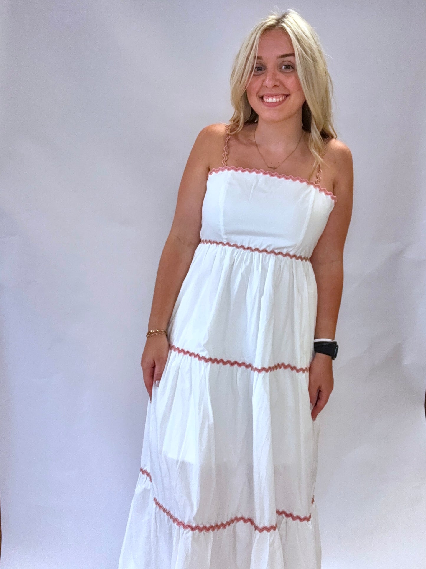 Off White Ric Rac Midi Dress
