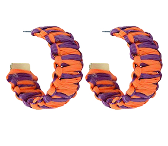 Orange and Purple Raffia Hoops