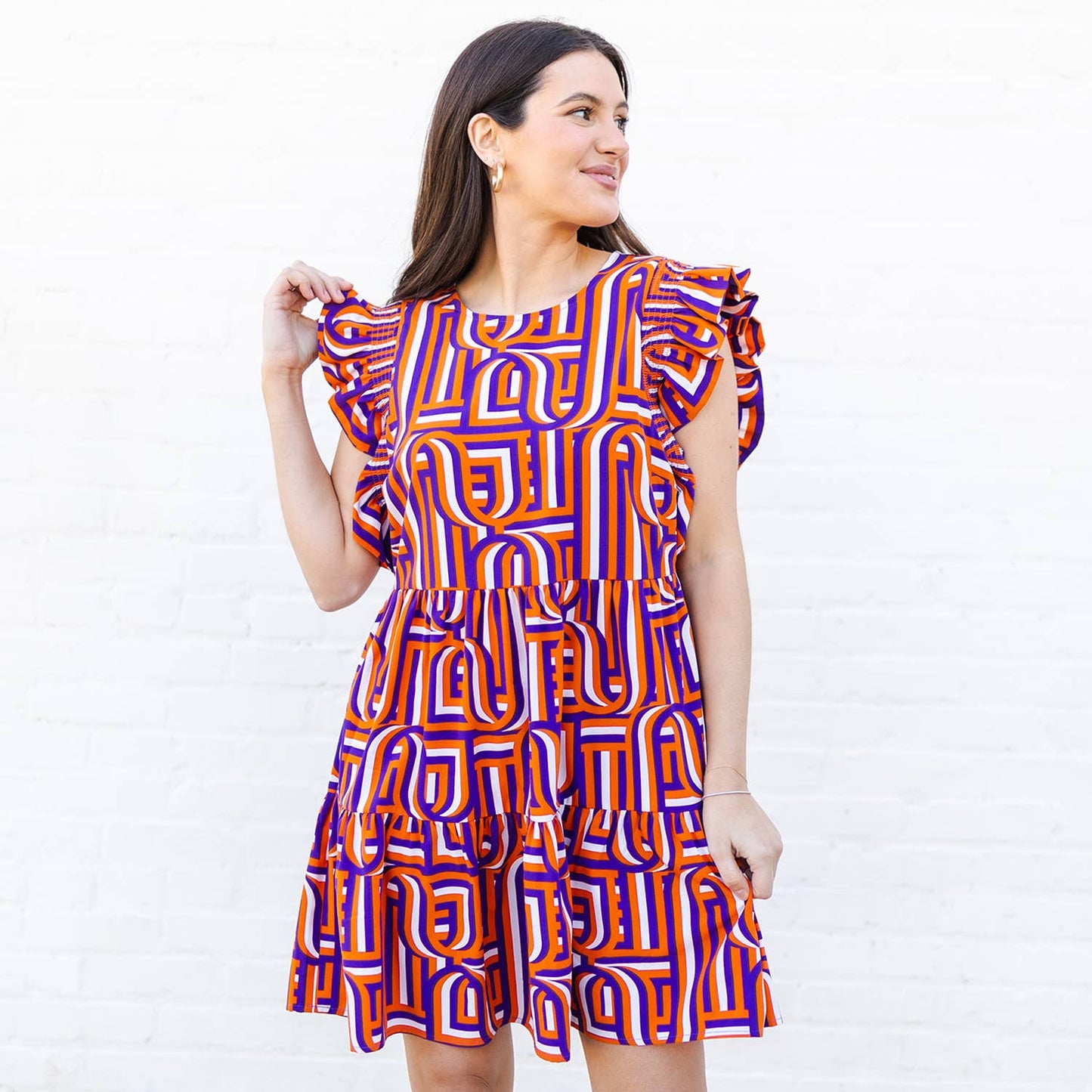 Everly Touchdown Dress Purple/Orange