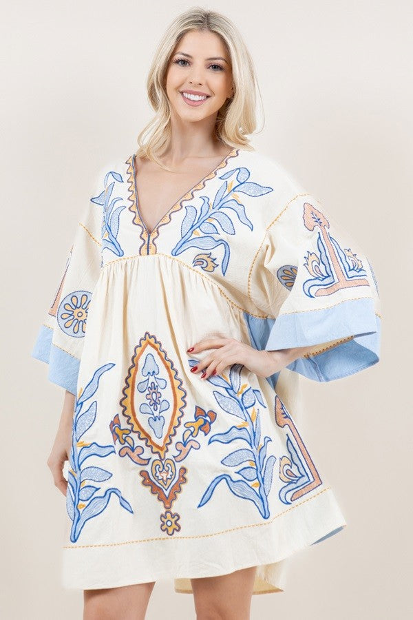 Sawyer V-Neck Embroidery Dress