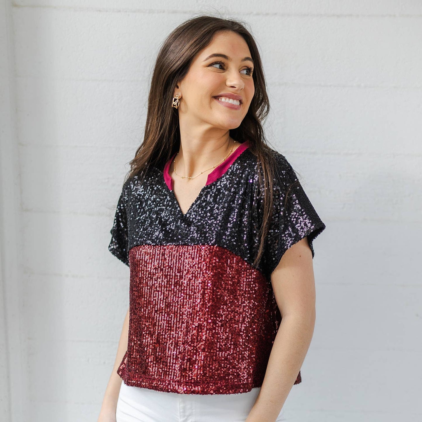 Diane Black and Garnet Sequin Top
