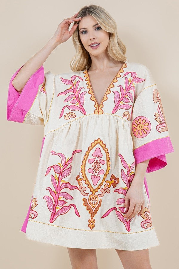 Sawyer V-Neck Embroidery Dress