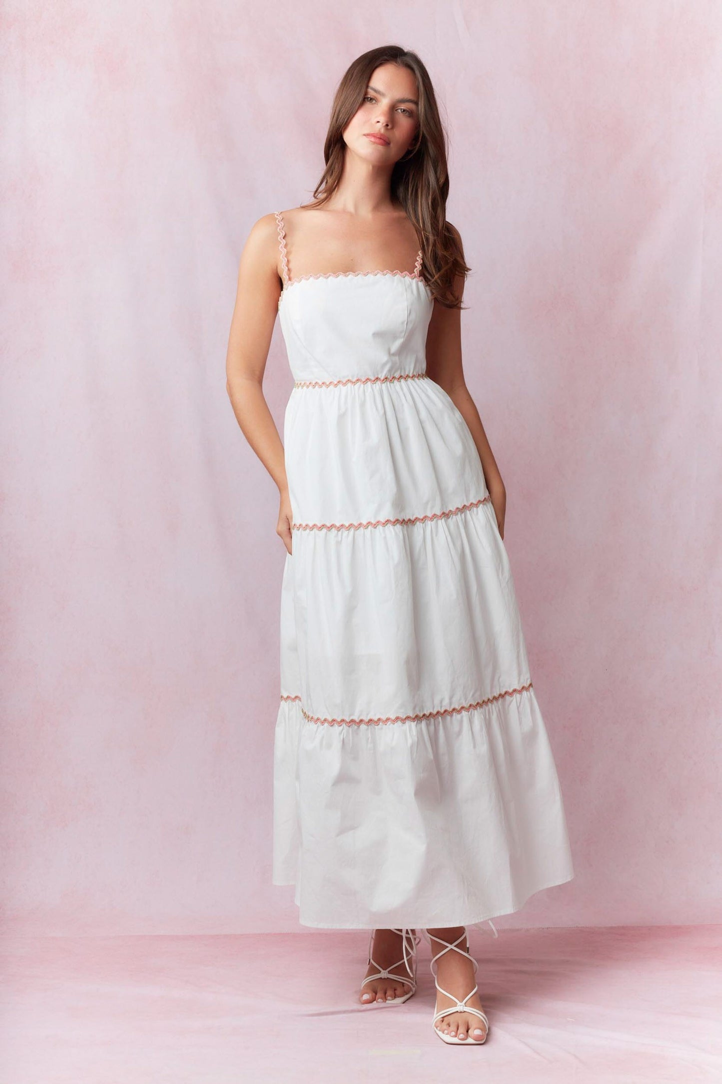 Off White Ric Rac Midi Dress