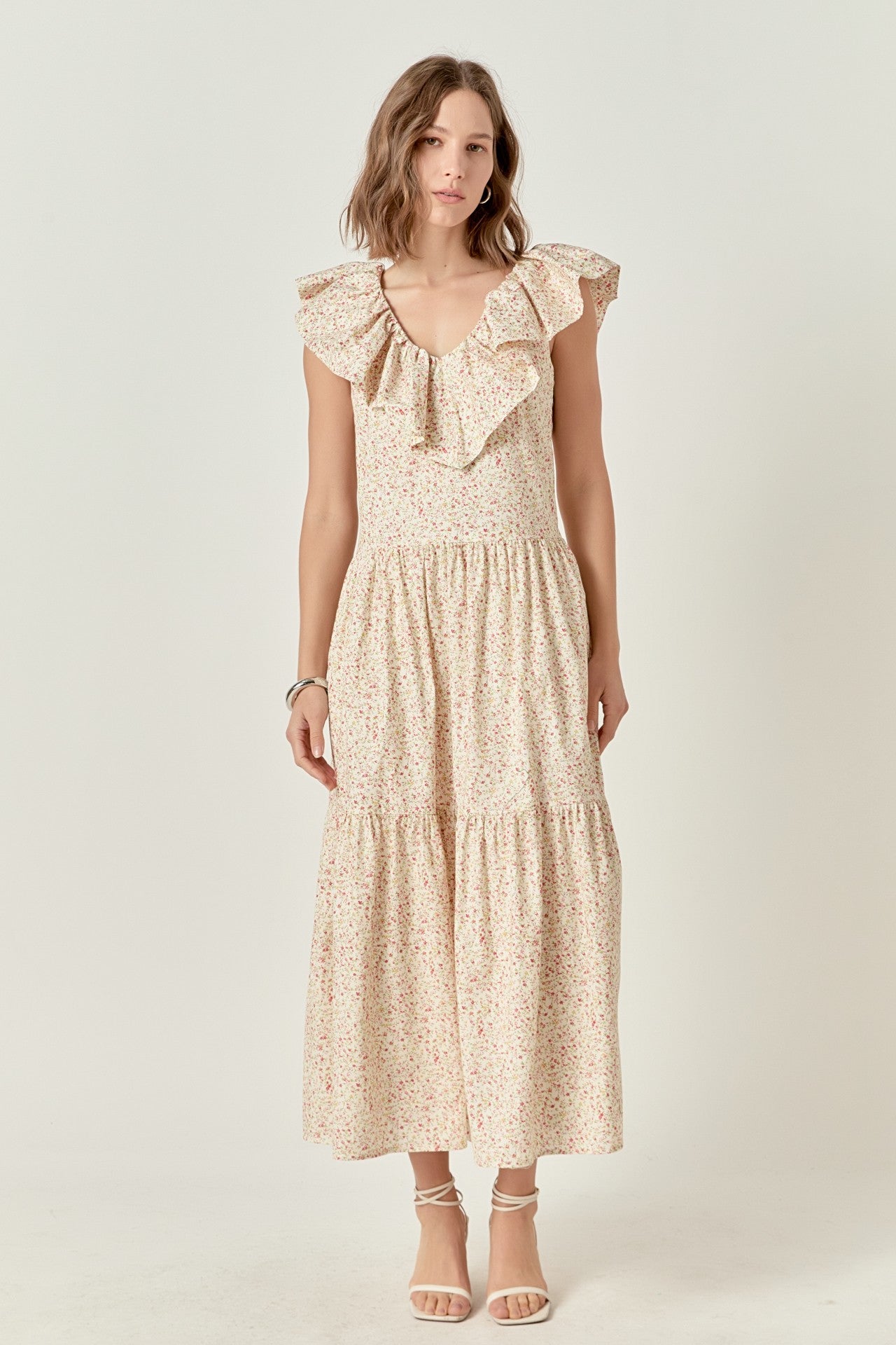 Foral Ruffled Midi Dress
