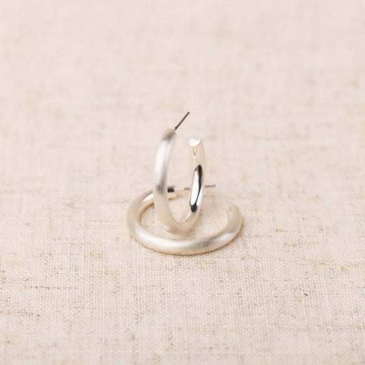 Cameron Silver Brushed Earrings