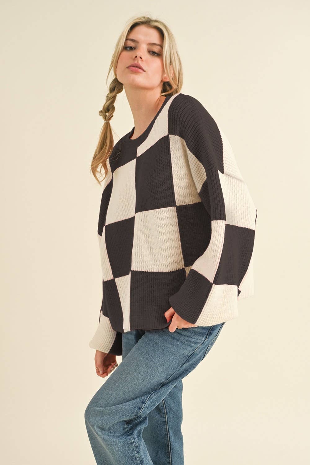 Black and White Checkerboard Sweater