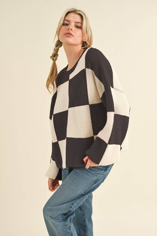 Black and White Checkerboard Sweater