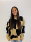 Tan & Black Grooves Sweater