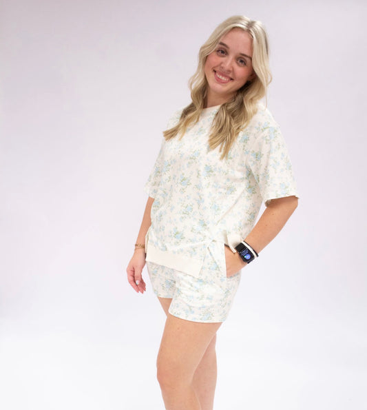 Floral Oversized Tee and Shorts Set