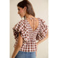 Gingham Bubble Puff Sleeve Top