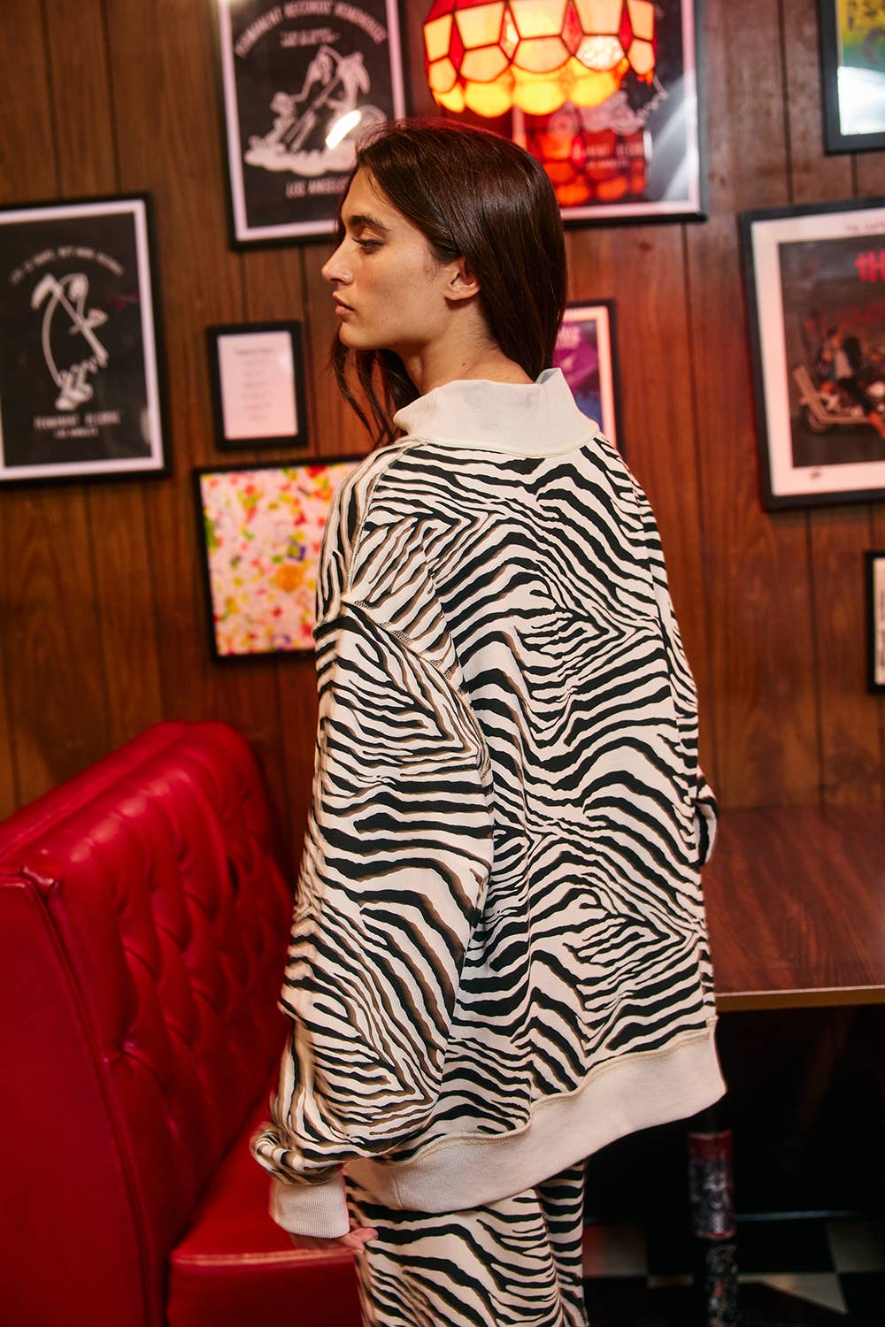 Zebra Mock-Neck Sweatshirt