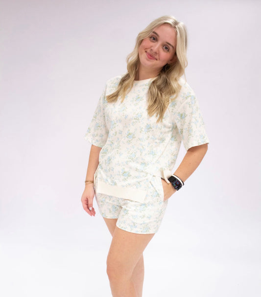 Floral Oversized Tee and Shorts Set