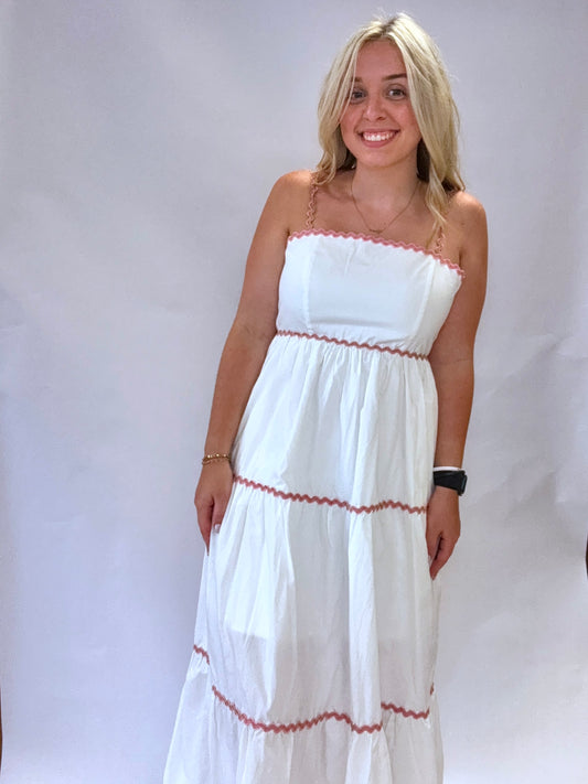 Off White Ric Rac Midi Dress