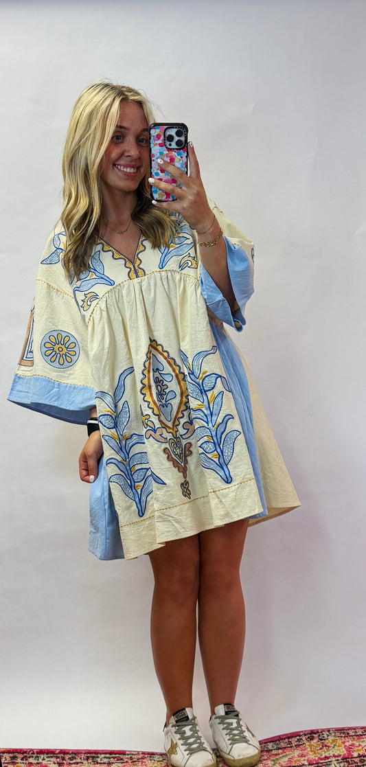 Sawyer V-Neck Embroidery Dress