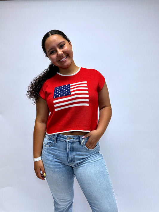 American Flag Knit Top