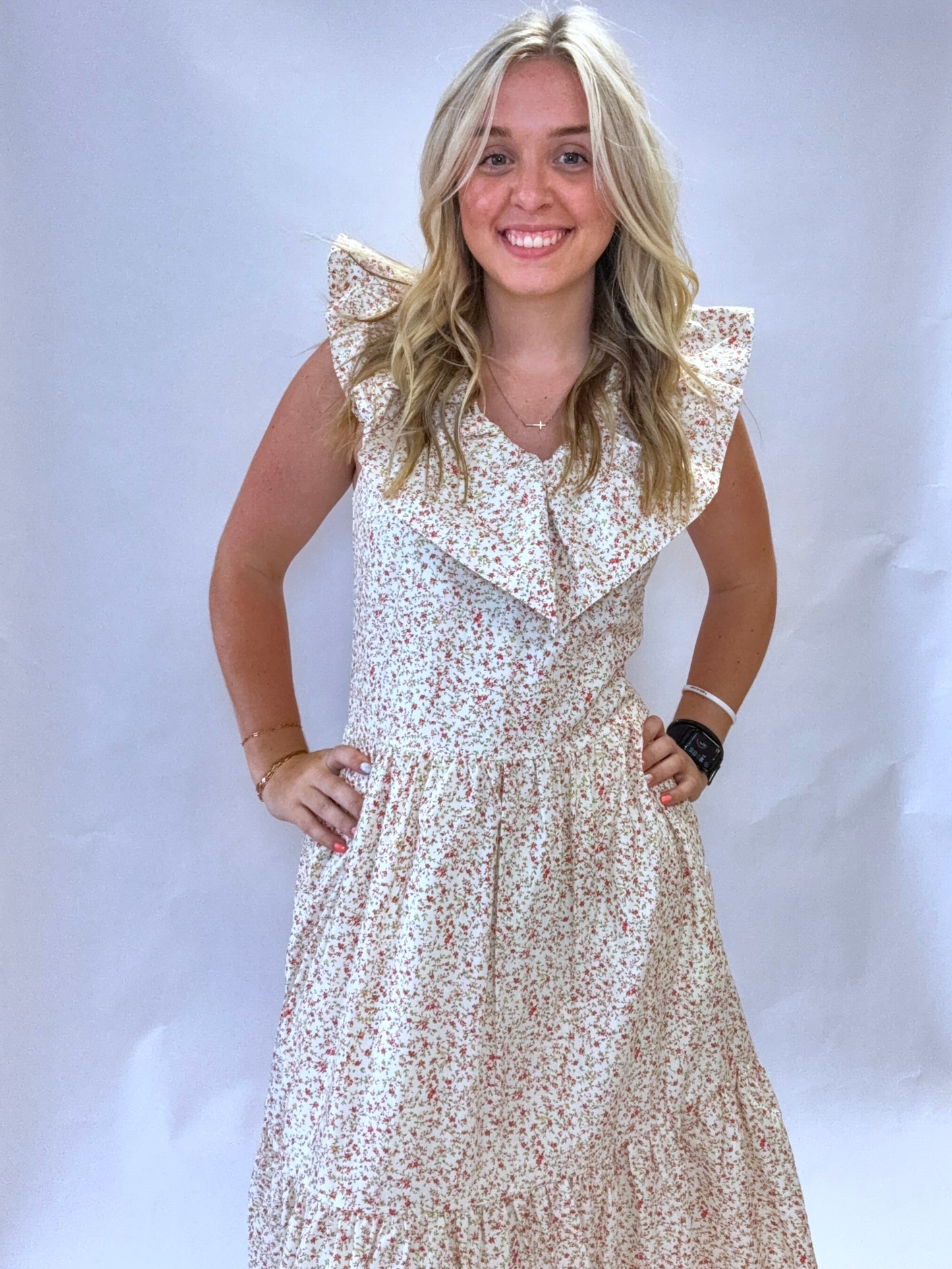 Foral Ruffled Midi Dress