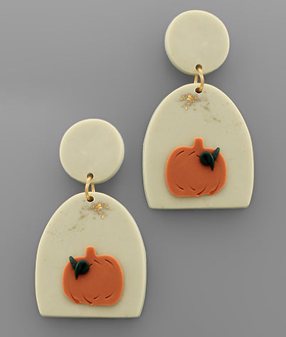 Clay Pumpkin Earrings