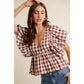 Gingham Bubble Puff Sleeve Top