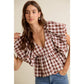 Gingham Bubble Puff Sleeve Top